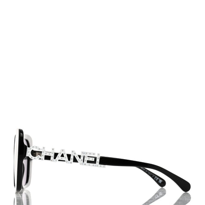 Chanel Acetate Strass Square Sunglasses 5422-B Black White 3 of 9