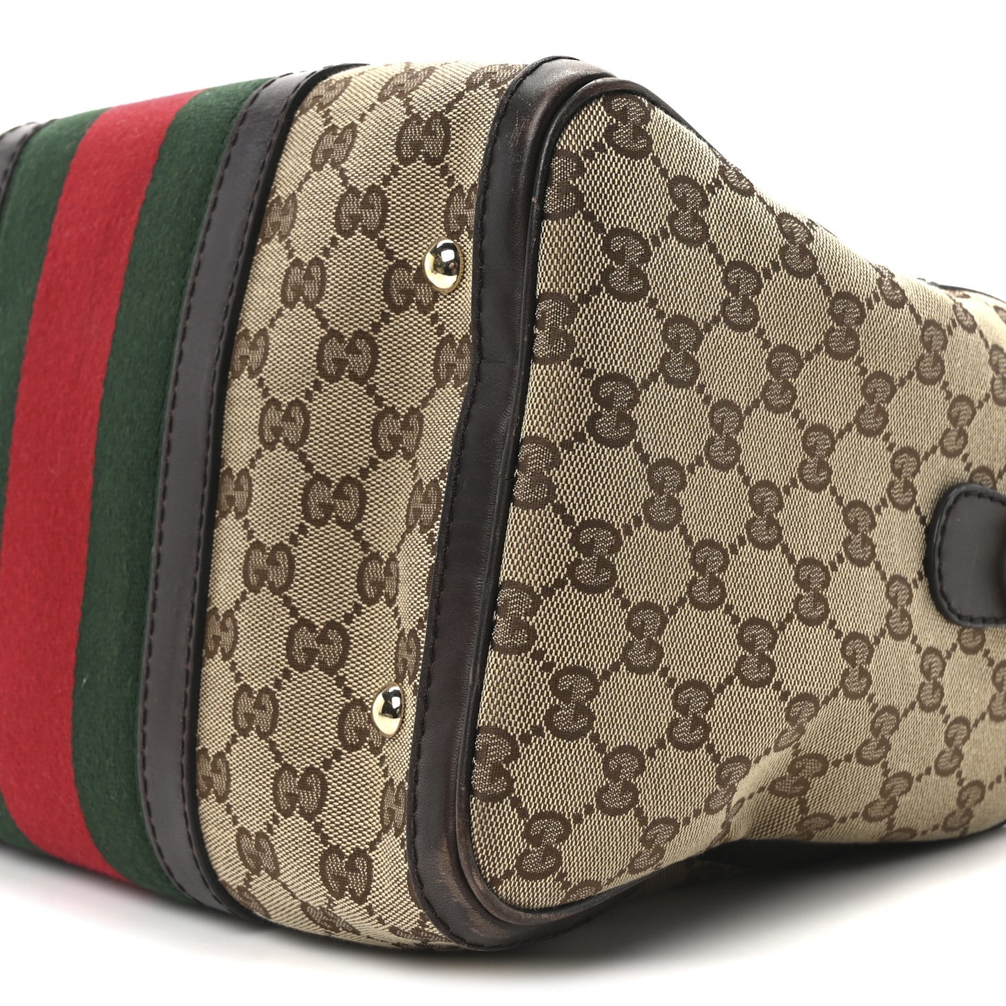 Monogram Selleria Calfskin Vintage Web Medium Boston Beige Ebony Cocoa