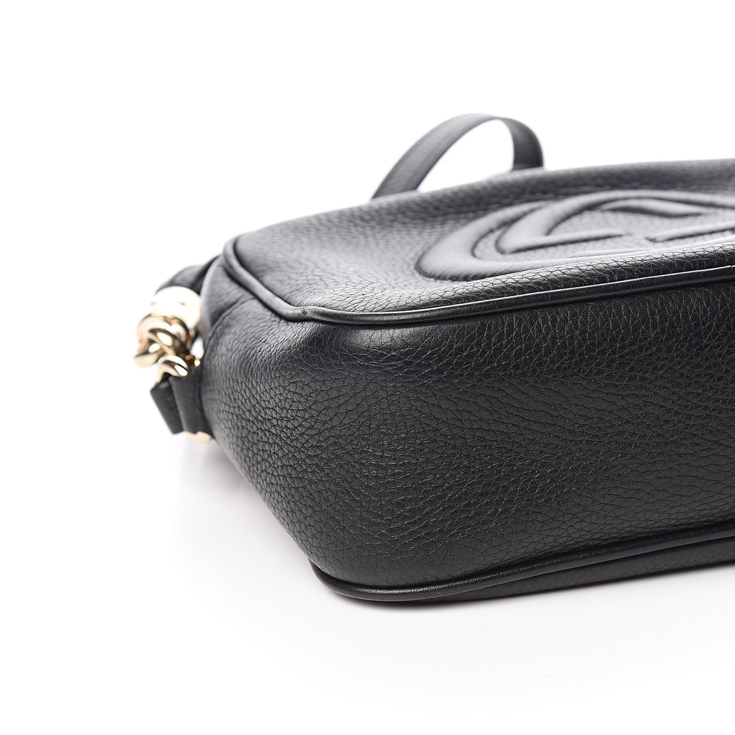 Pebbled Calfskin Small Soho Disco Bag Black