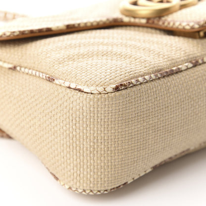 Gucci Raffia Elaphe Matelasse Small GG Marmont Shoulder Bag Natural Cream Brown 6 of 10