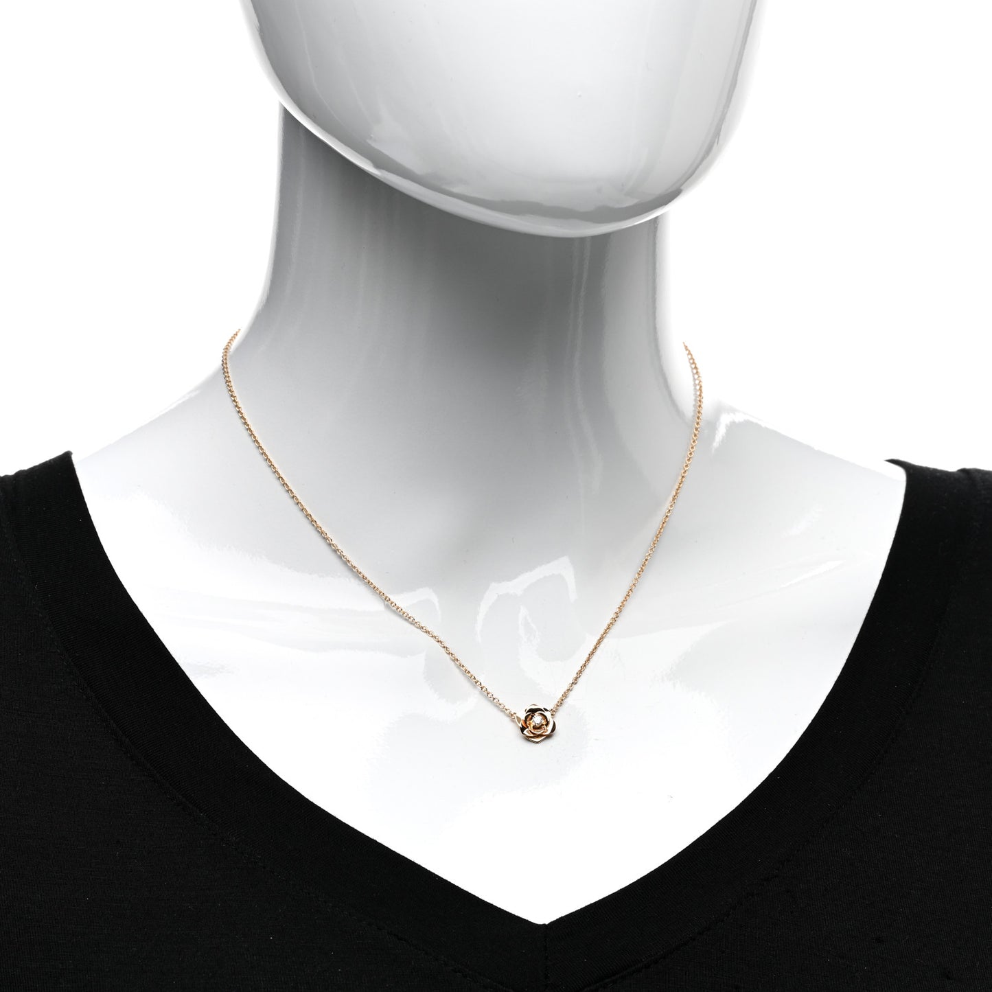 18K Rose Gold Diamond .06ct Rose Pendant Necklace