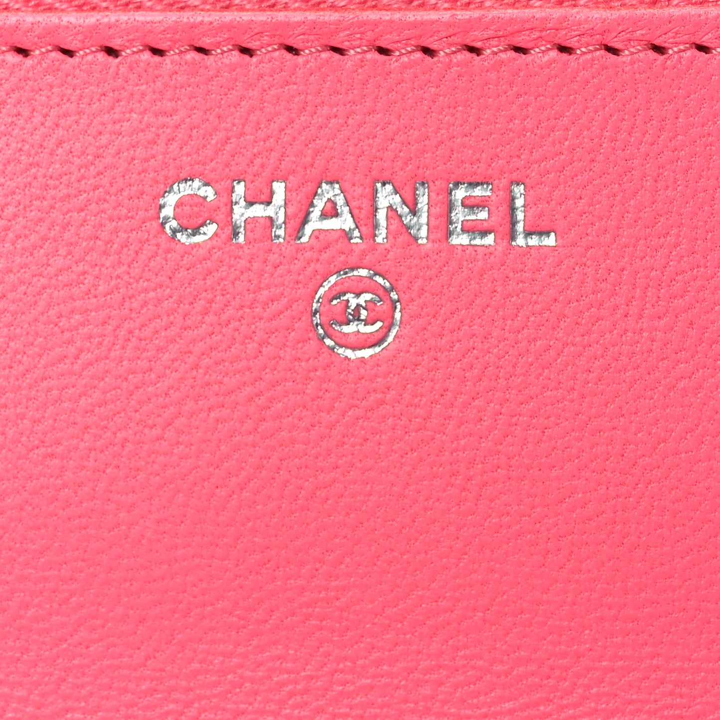 Lambskin Quilted Wallet On Chain WOC Coral Pink