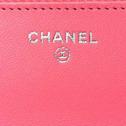Chanel Lambskin Quilted Wallet On Chain WOC Coral Pink 9 of 19