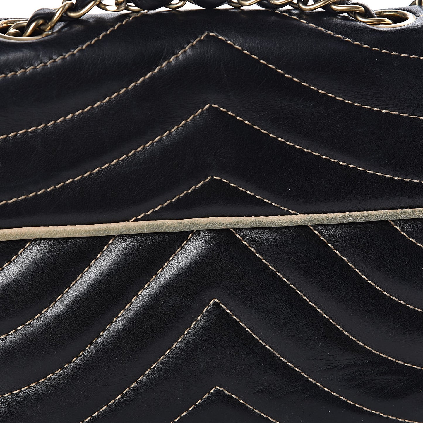 Lambskin Chevron Small Single Flap Bag Black Beige