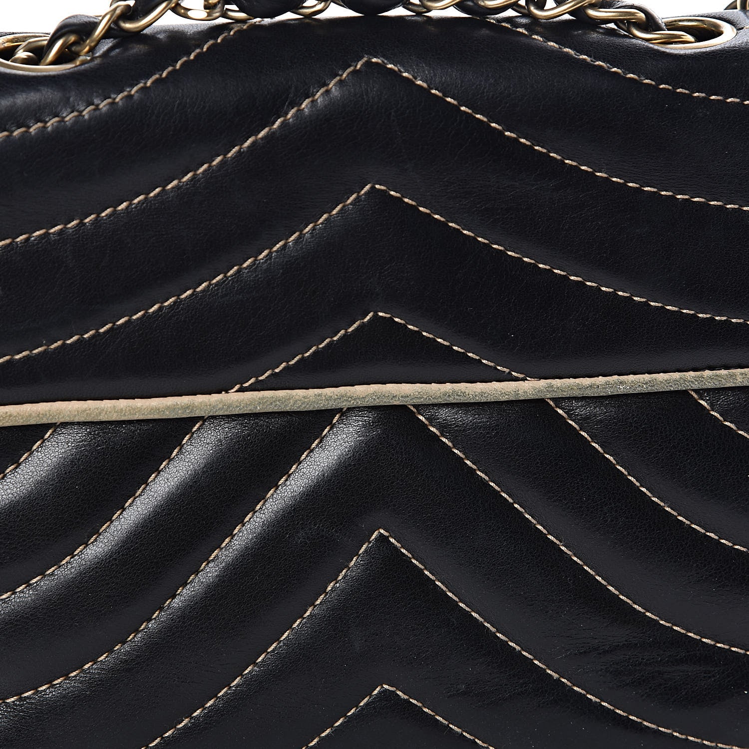 Chanel Lambskin Chevron Small Single Flap Bag Black Beige 14 of 16