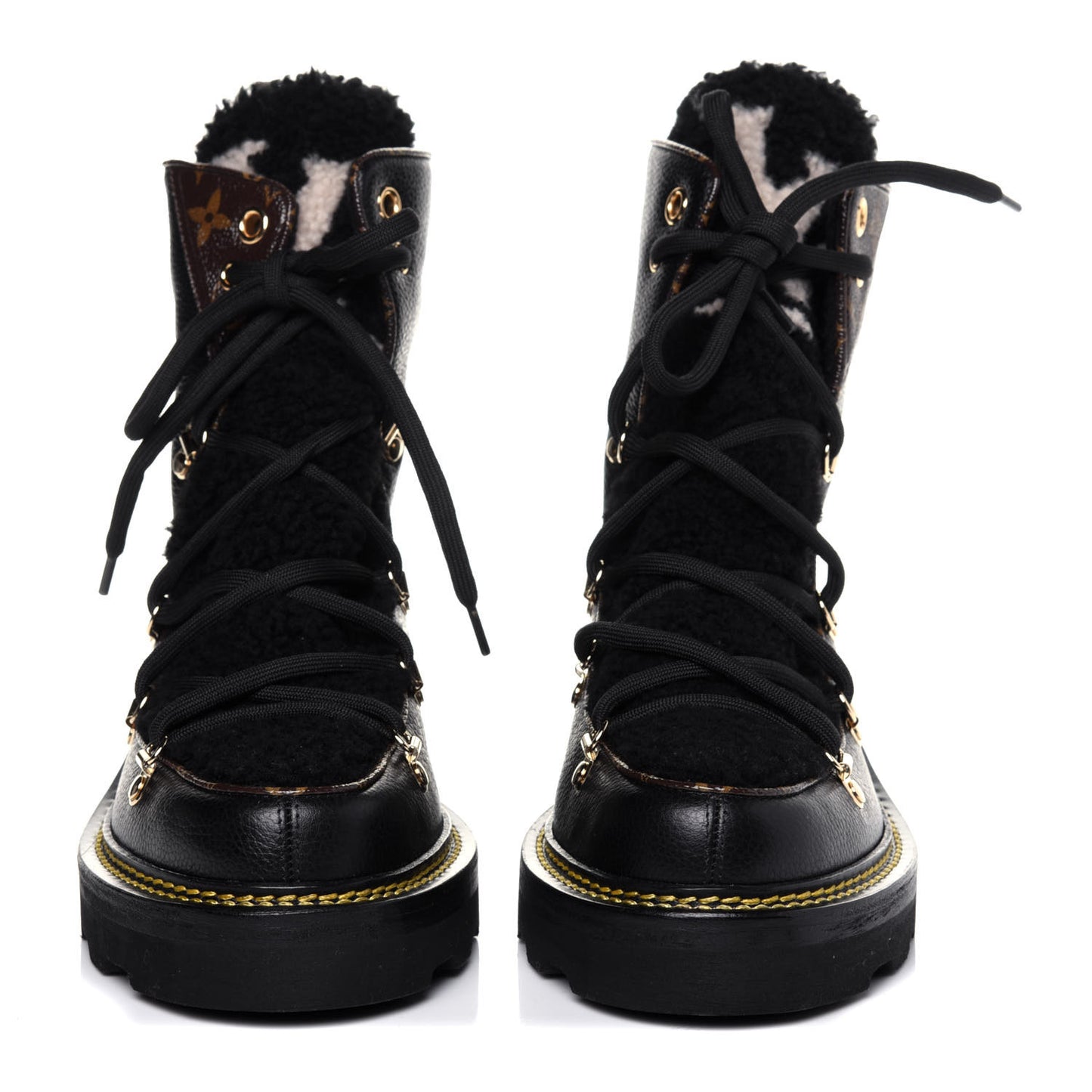 Grained Calfskin Shearling LV Beaubourg Ankle Boots 38 Black