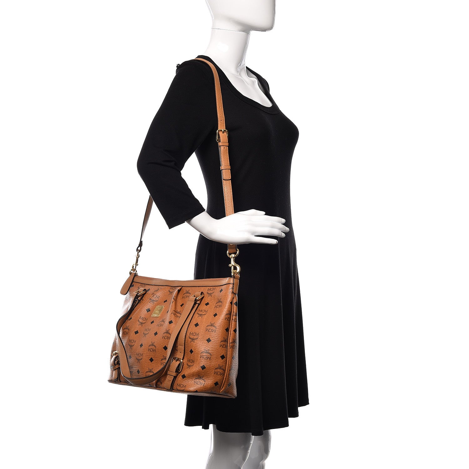 MCM Visetos Medium Essentials Shopper Tote Cognac 2 of 13