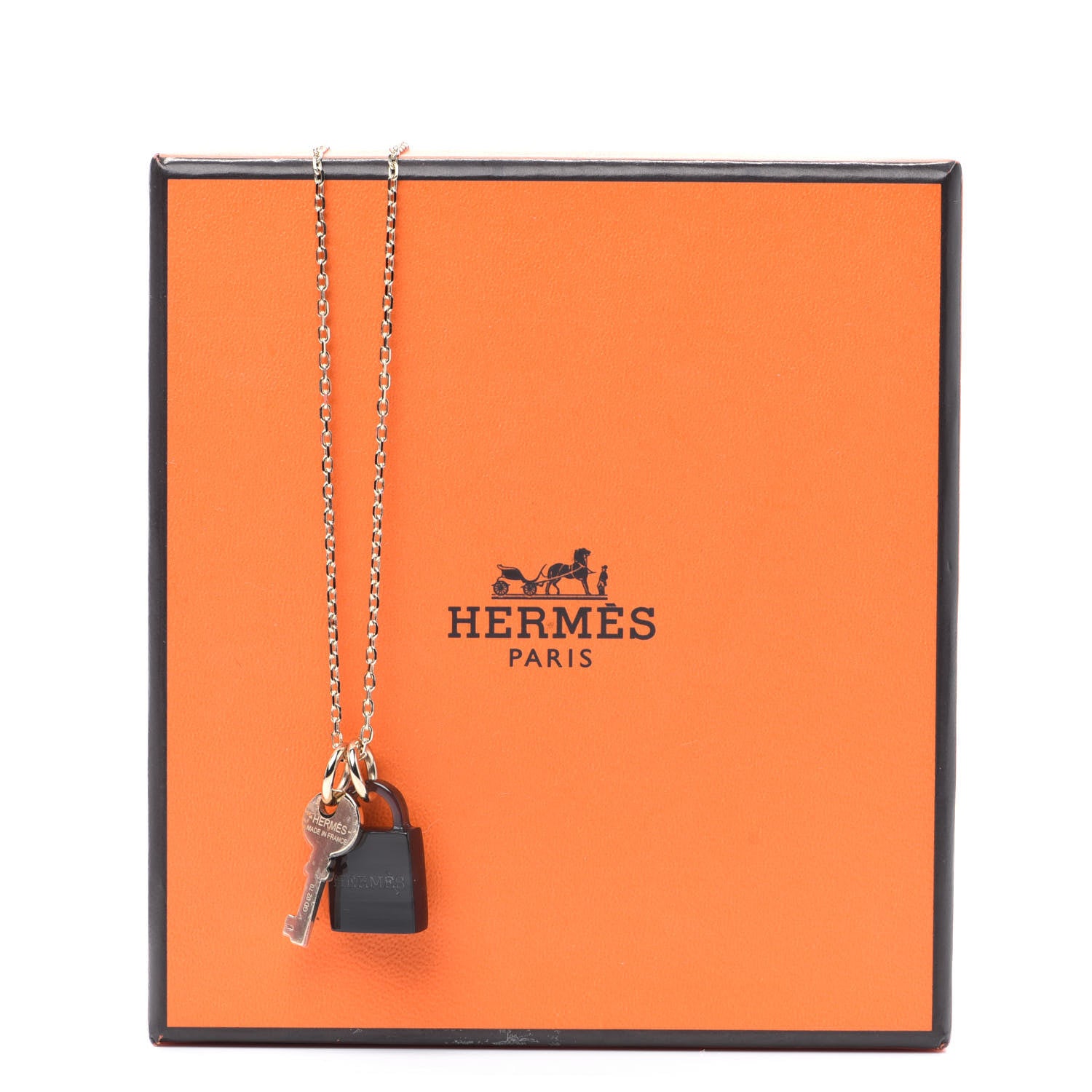 Hermes Permabrass Buffalo Horn Amulette Padlock PM Pendant Necklace 6 of 6