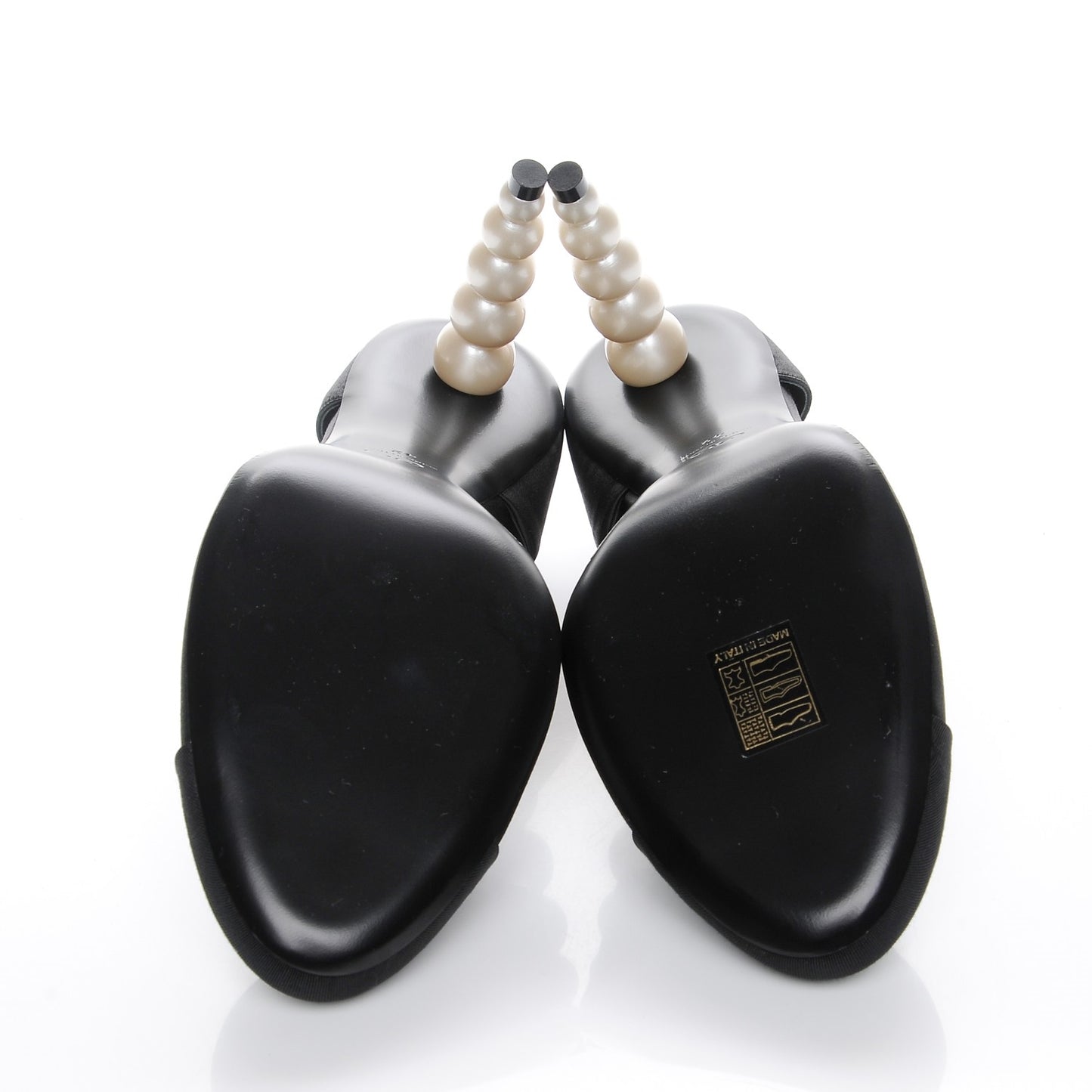 Satin Grosgrain Cap Toe Pearl Pumps 42 Black
