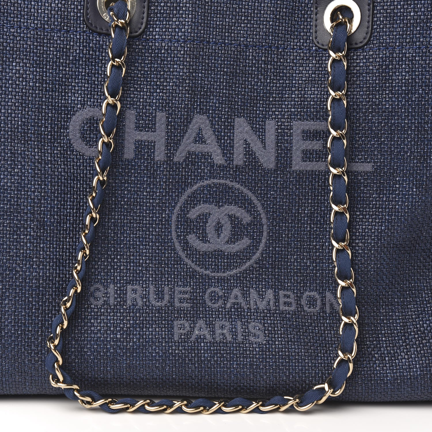 Chanel Denim Medium Deauville Tote Dark Blue 9 of 9