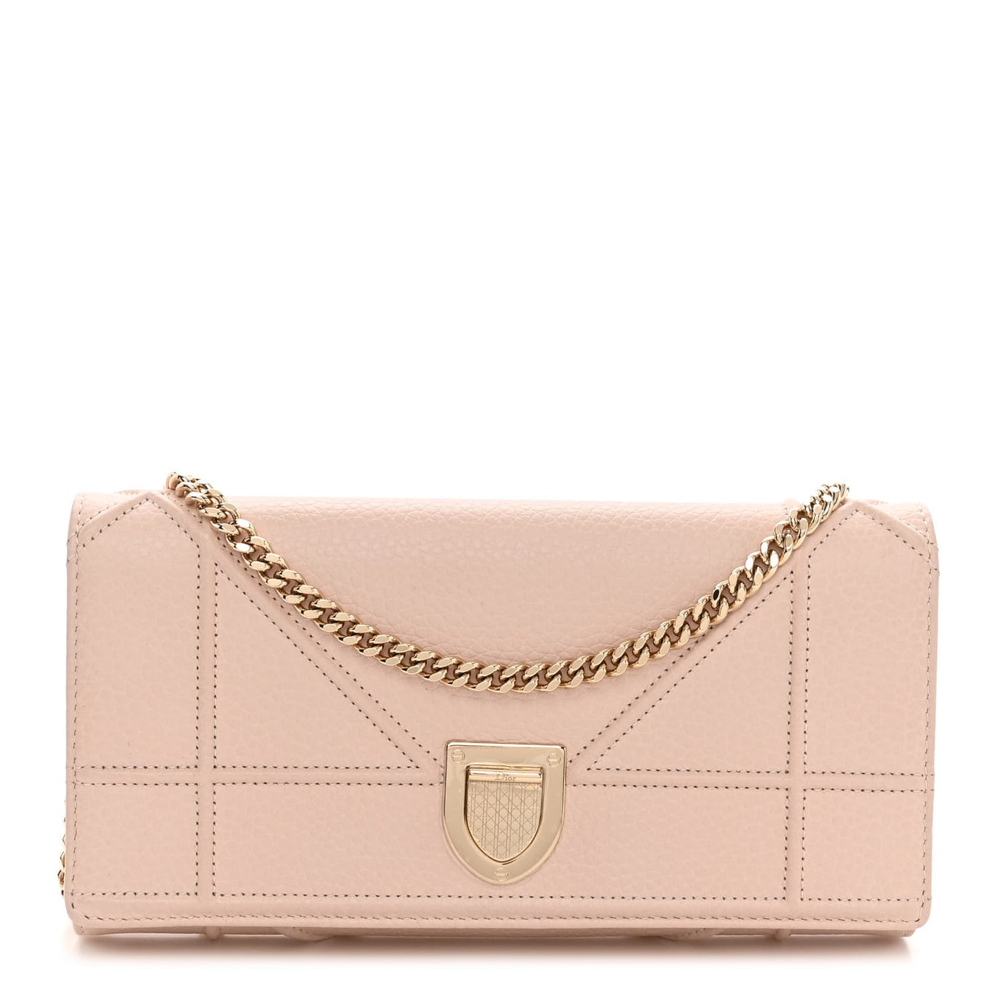 Grained Calfskin Diorama Croisiere Chain Wallet Rose Poudre