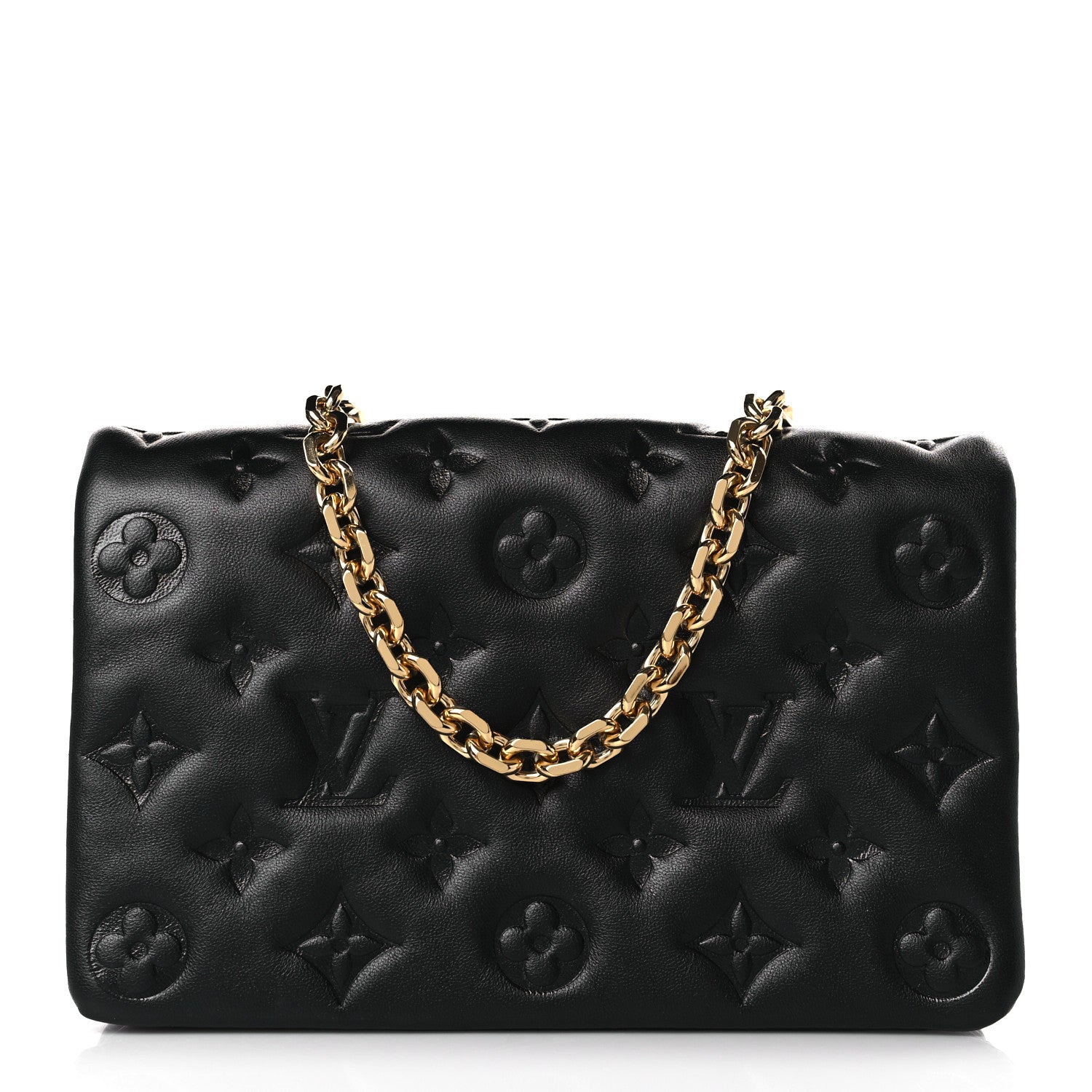 Louis Vuitton Lambskin Embossed Monogram Pochette Coussin Black 1 of 10
