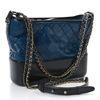 Chanel Aged Calfskin Quilted Medium Gabrielle Hobo Navy Black 3 of 11
