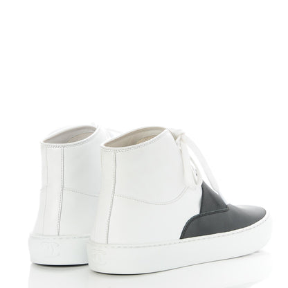 Chanel Calfskin Lace Up Sneakers 35.5 White Black 4 of 8