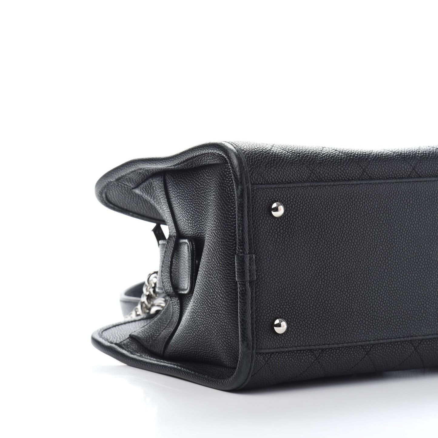 Caviar Stitched Shopping Tote Black