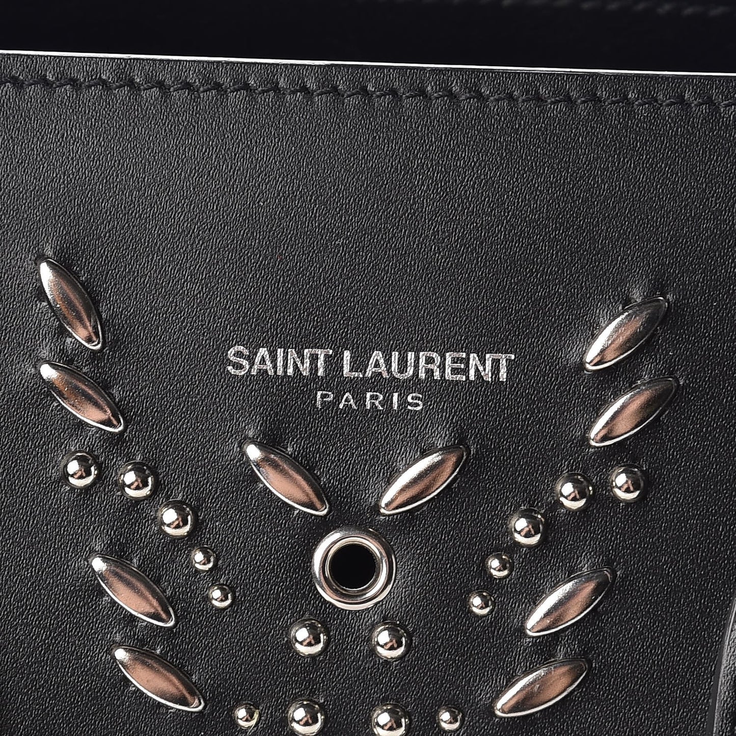 Calfskin Perforated Bandana Studded Small Sac De Jour Black