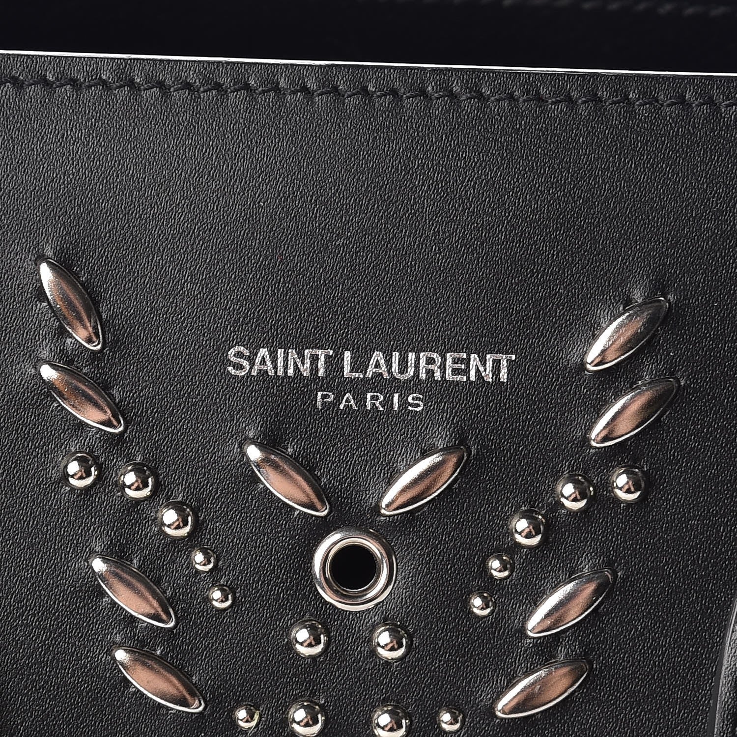 Saint Laurent Calfskin Perforated Bandana Studded Small Sac De Jour Black 6 of 16