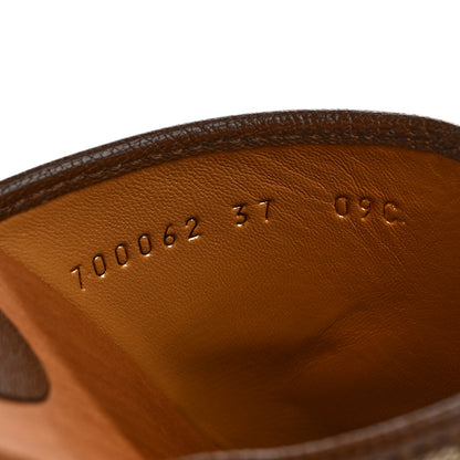 Gucci Monogram Goatskin Horsebit Clog Mules 37 Beige Ebony Brown Sugar 9 of 10