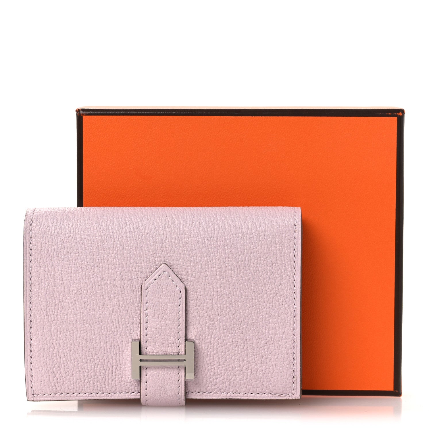 Hermes Chevre Mysore Bearn Card Holder Wallet Mauve Pale 9 of 9