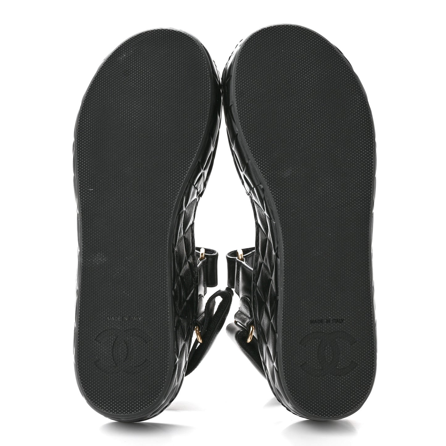 Shiny Calfskin Logo Platform Sandals 36 Black