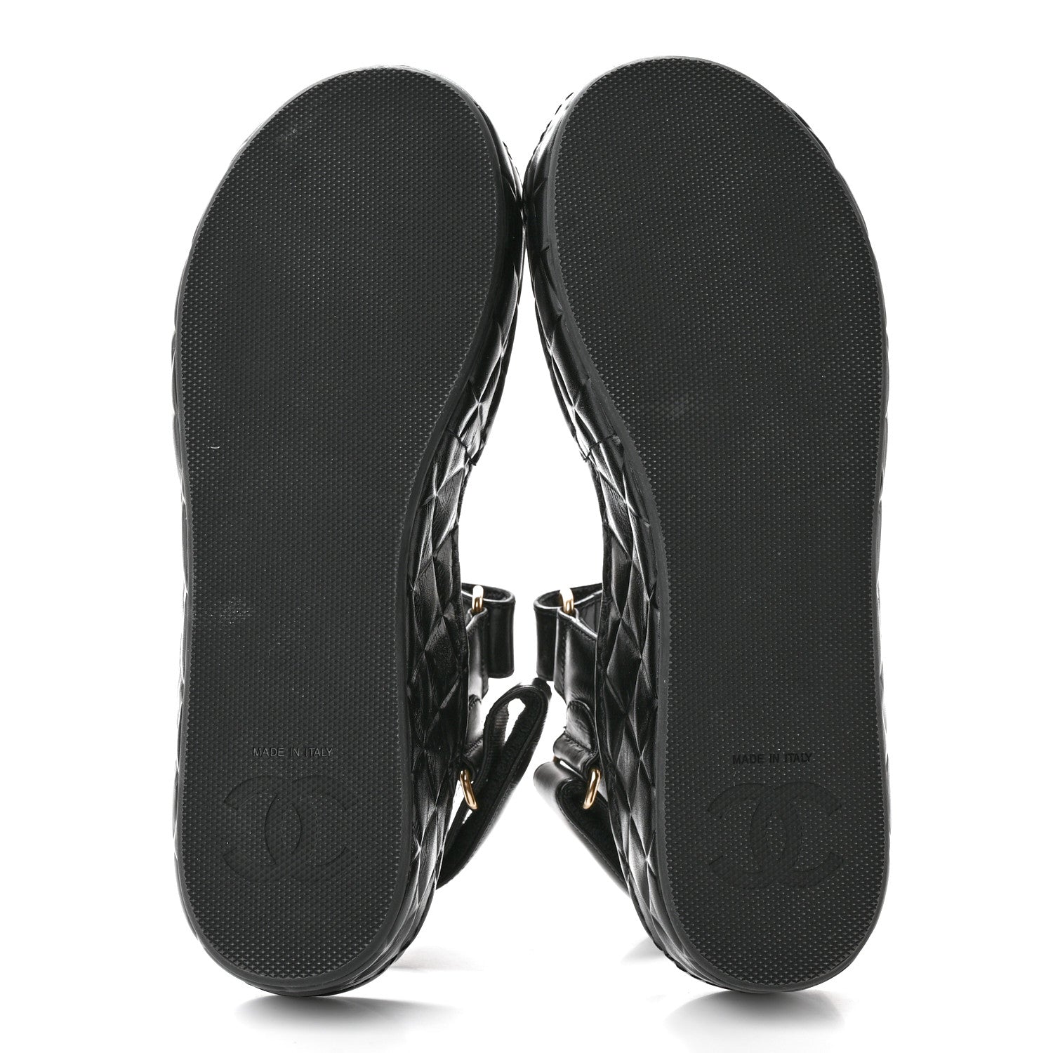 Chanel Shiny Calfskin Logo Platform Sandals 36 Black 5 of 11