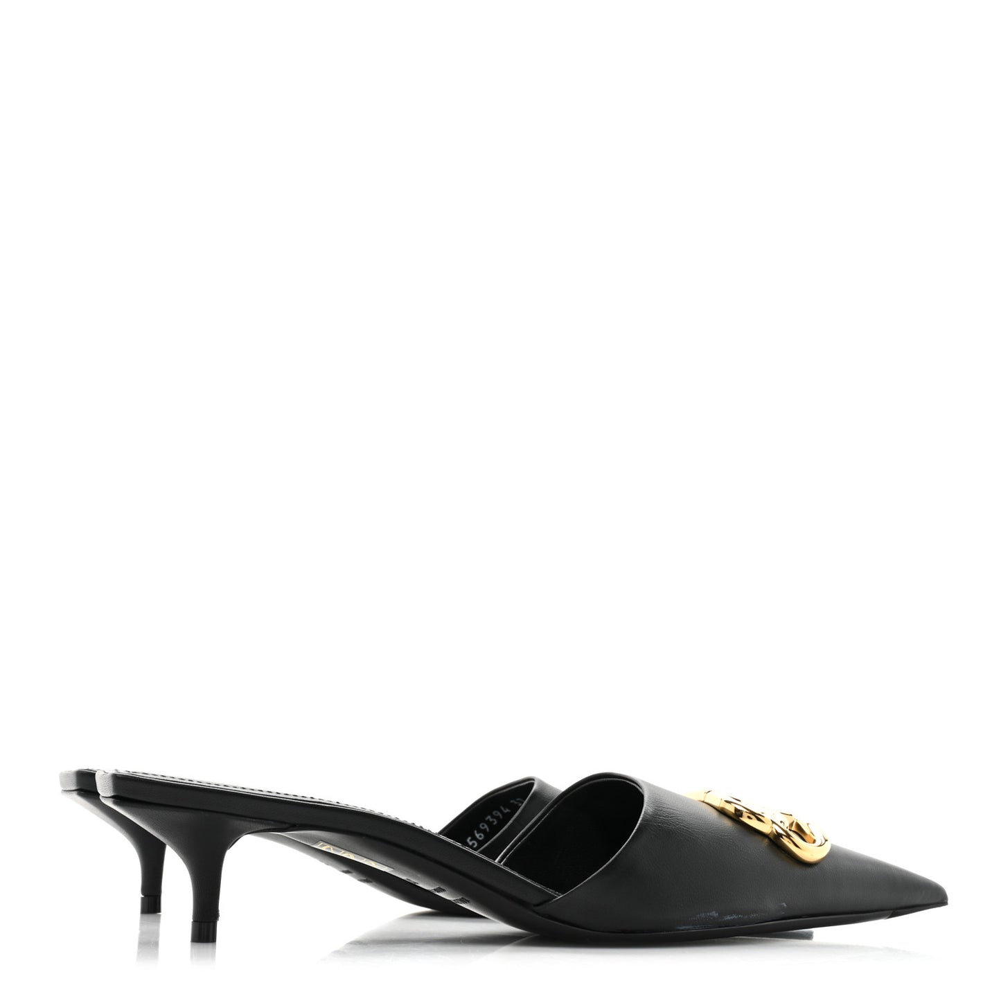 Soft Nappa BB Square Knife Pointed Toe 40mm Mules 37 Black