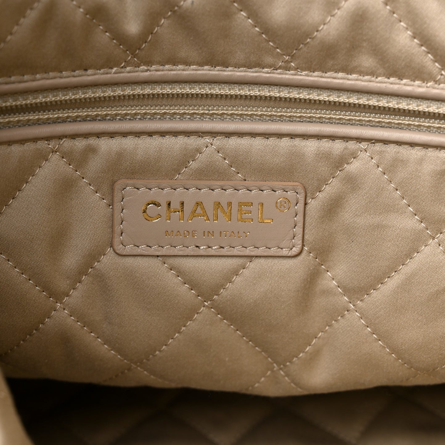 Metallic Calfskin Quilted Chanel 22 Golden