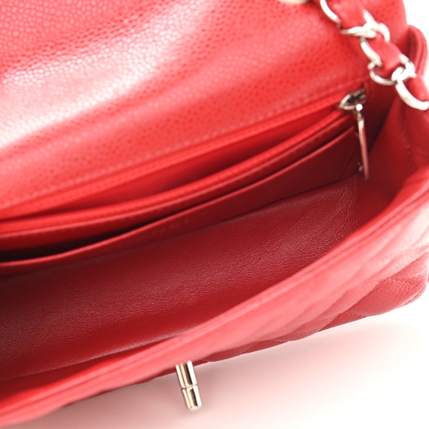 Caviar Quilted Mini Rectangular Flap Red