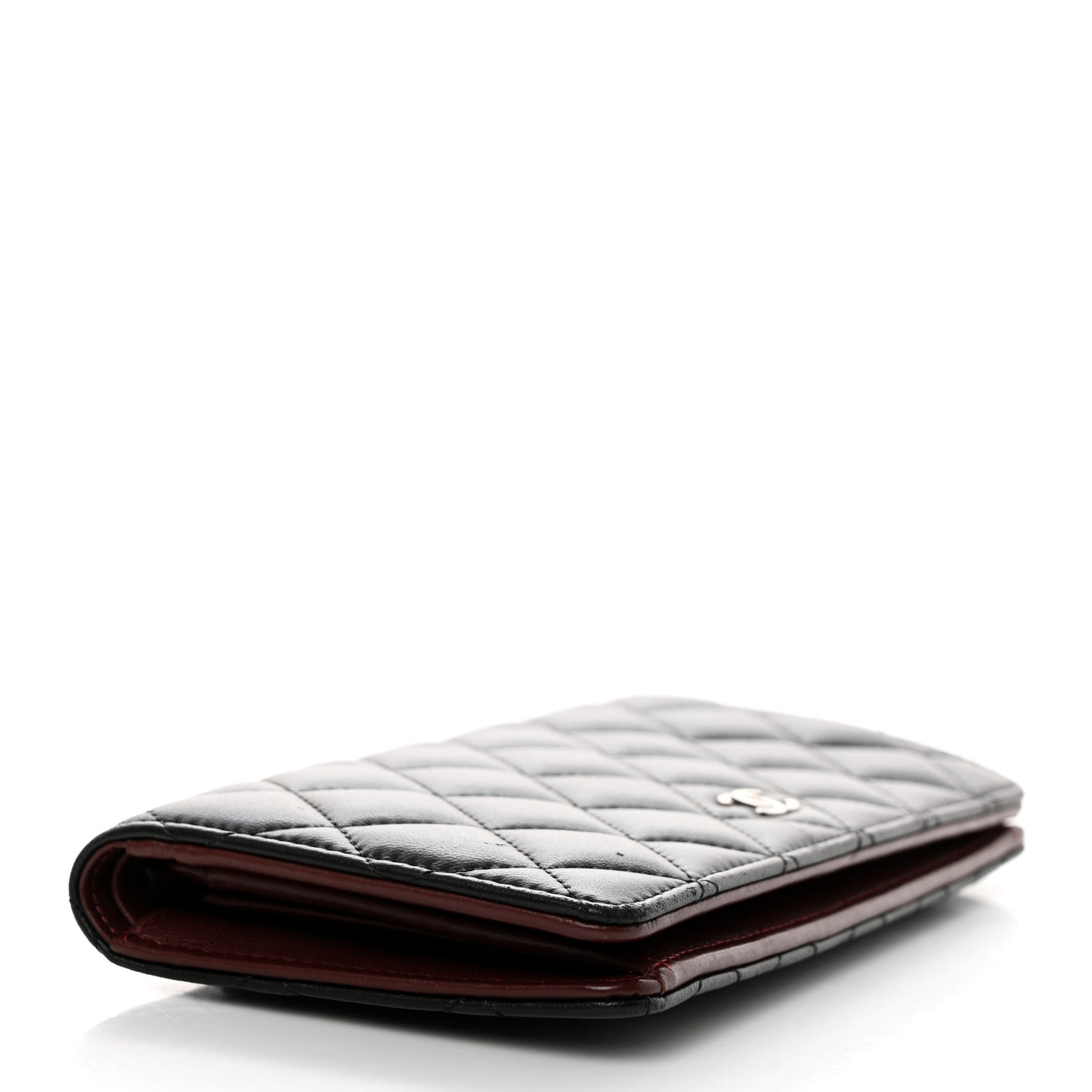 Lambskin Quilted Yen Wallet Black