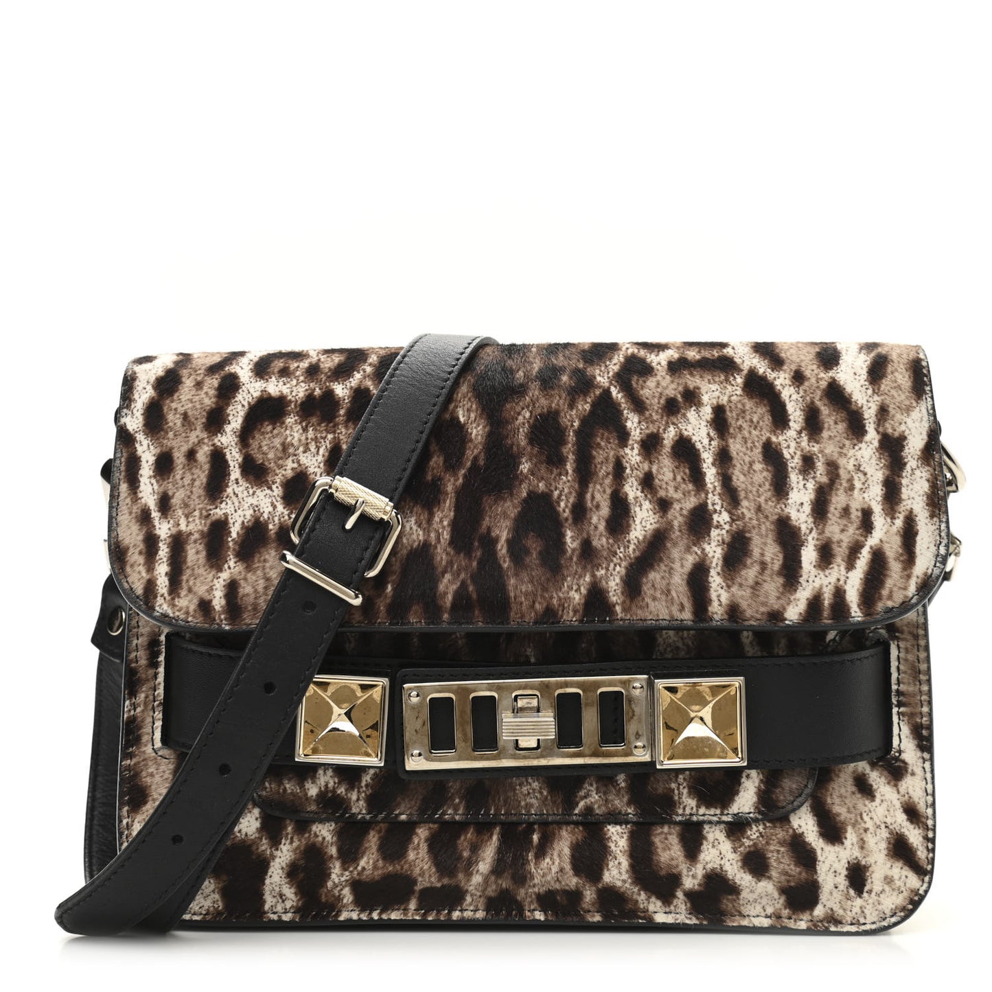 Calf Hair Leopard Print Mini PS11 Classic Shoulder Bag Black