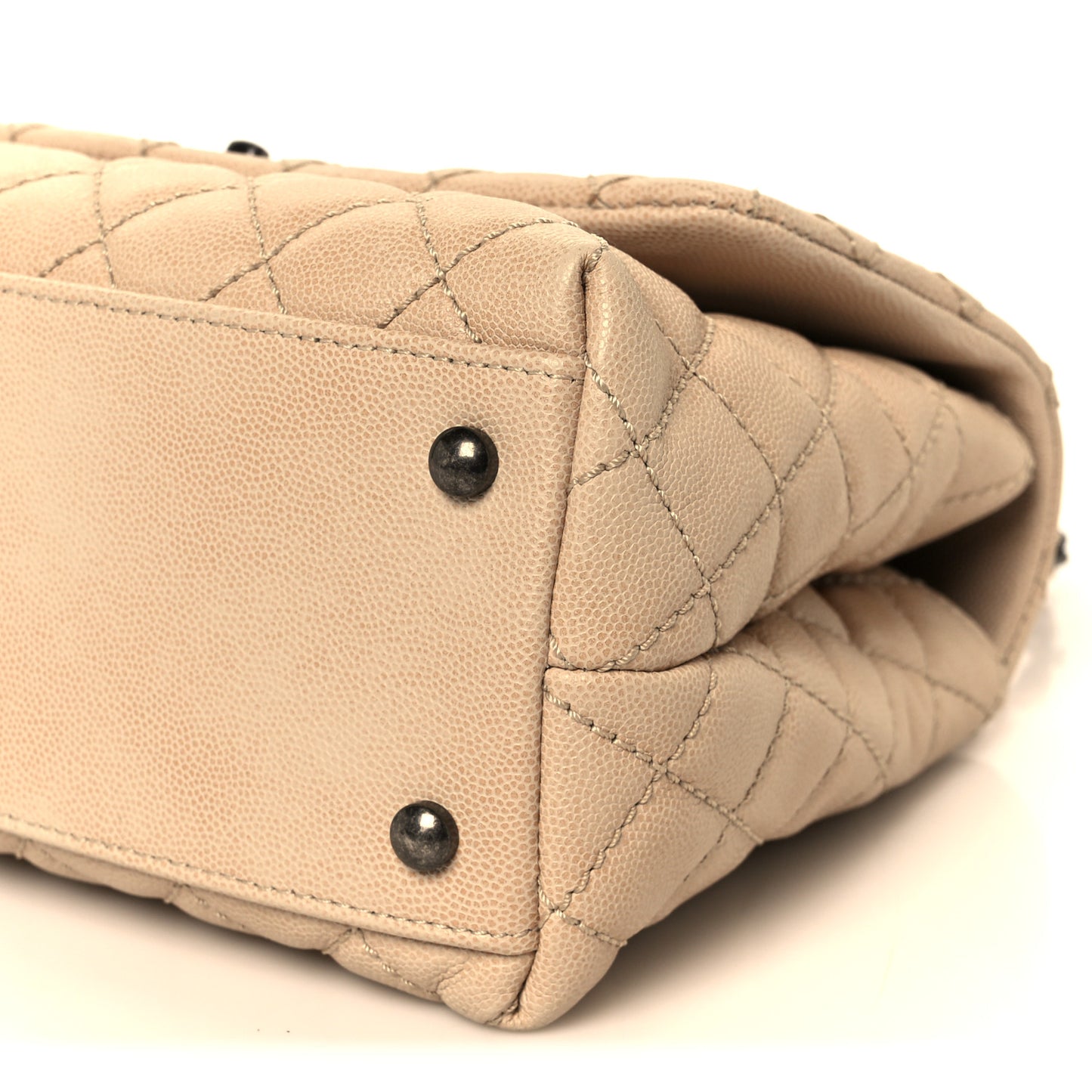 Caviar Quilted Small Coco Handle Flap Light Beige