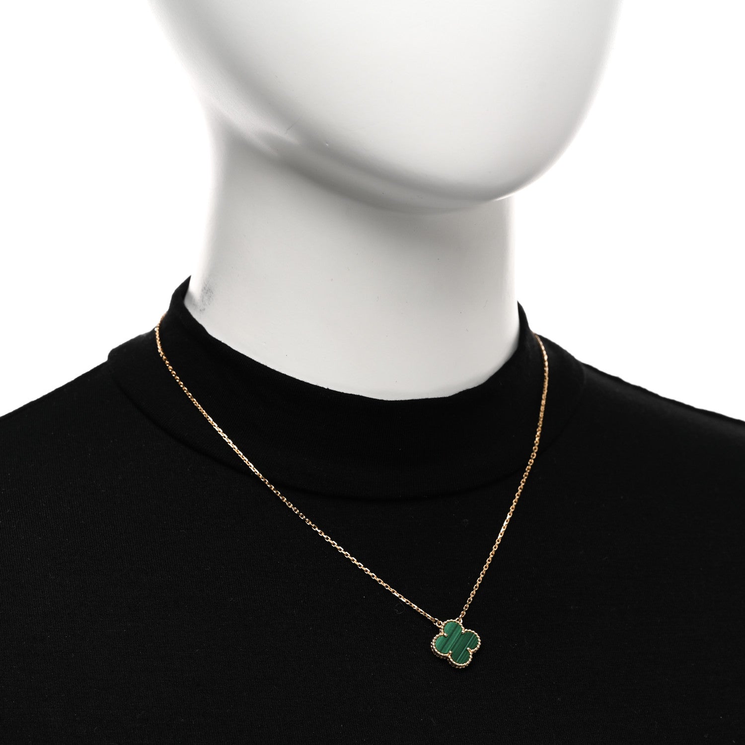 Van Cleef & Arpels 18K Yellow Gold Malachite Vintage Alhambra Pendant Necklace 2 of 5