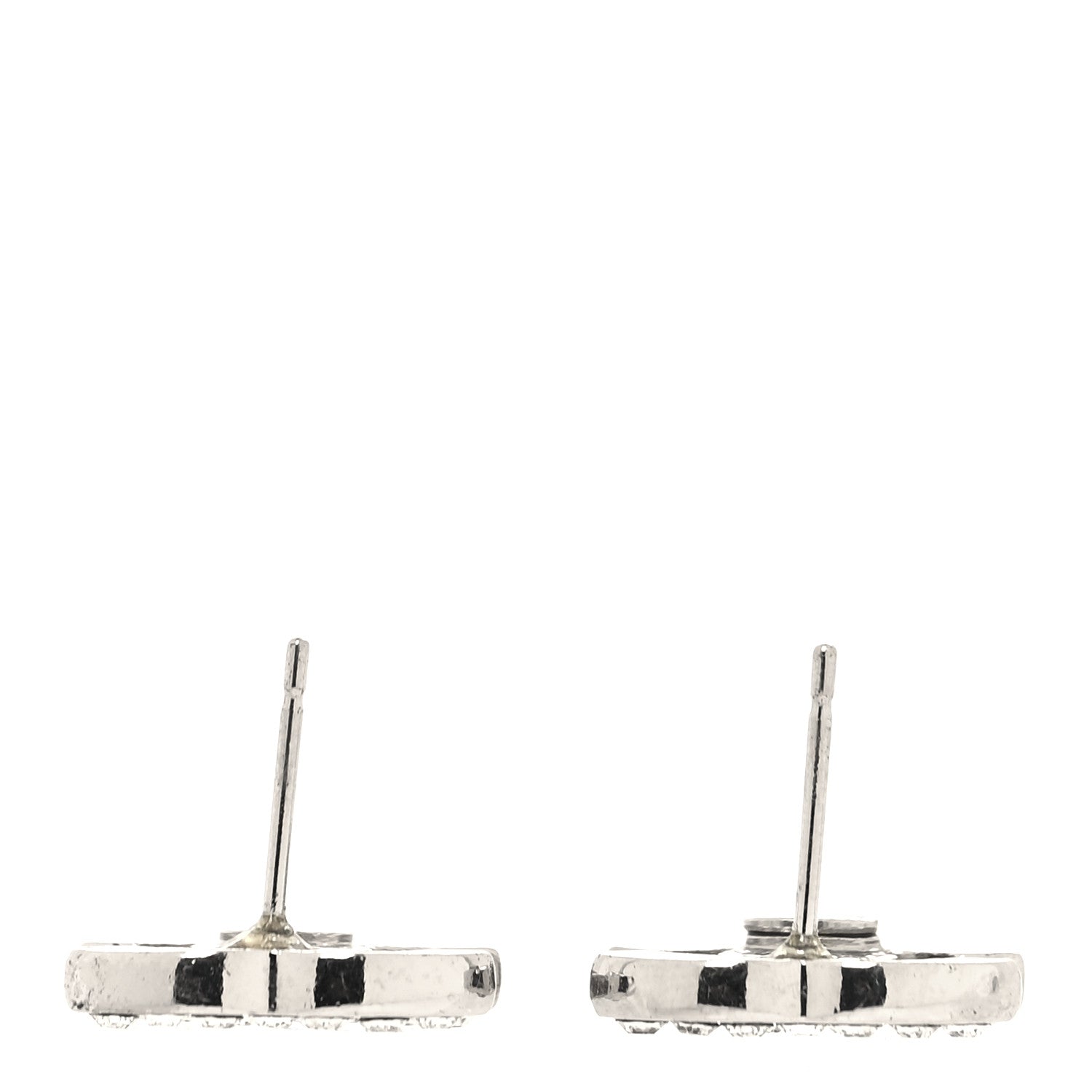 Chanel Crystal Timeless CC Earrings Silver 3 of 5