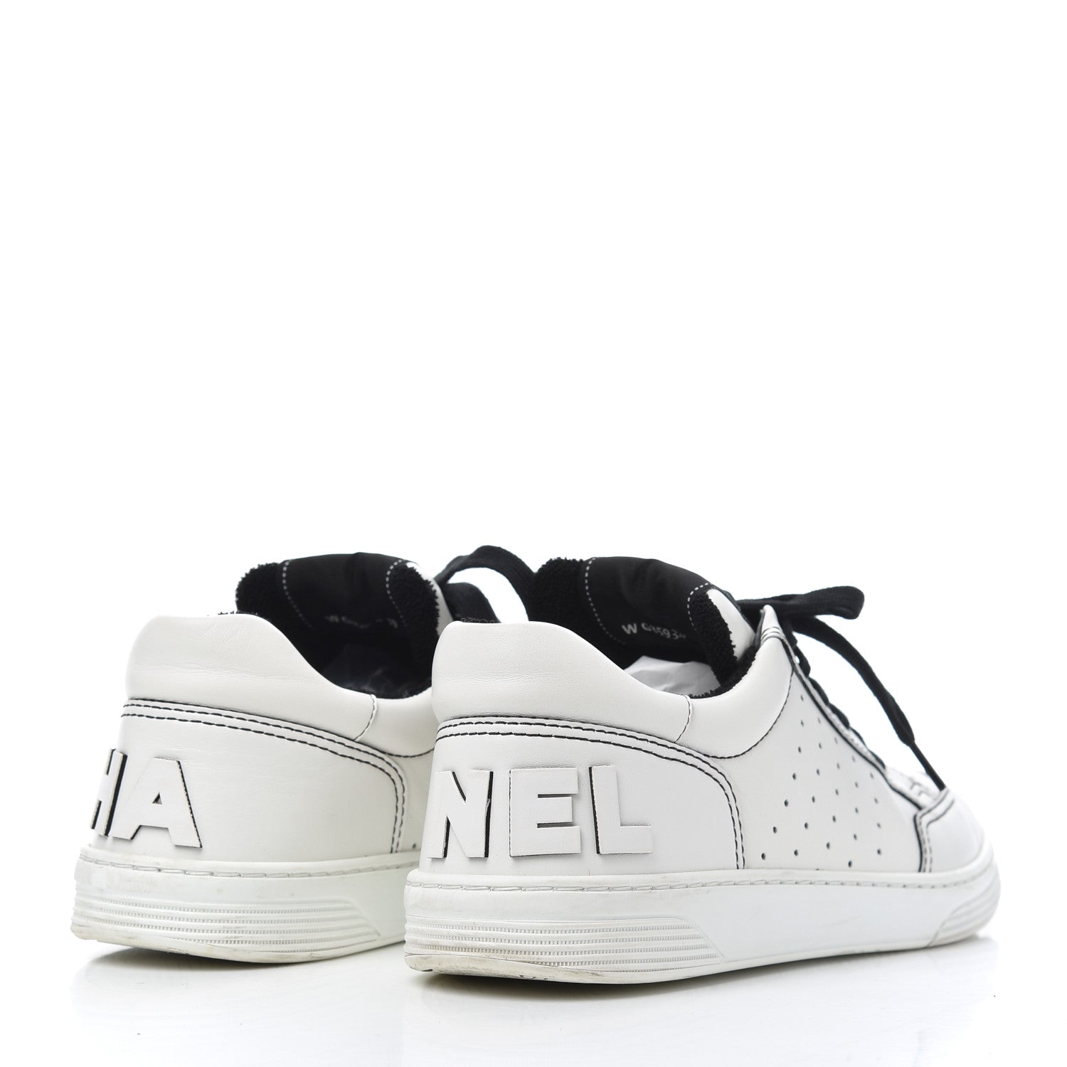 Chanel Calfskin Womens Logo Sneakers 39 White Black 4 of 23