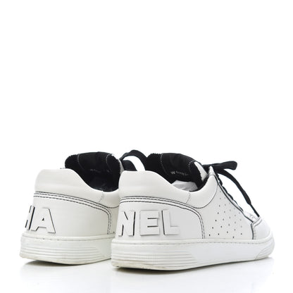 Chanel Calfskin Womens Logo Sneakers 39 White Black 4 of 23
