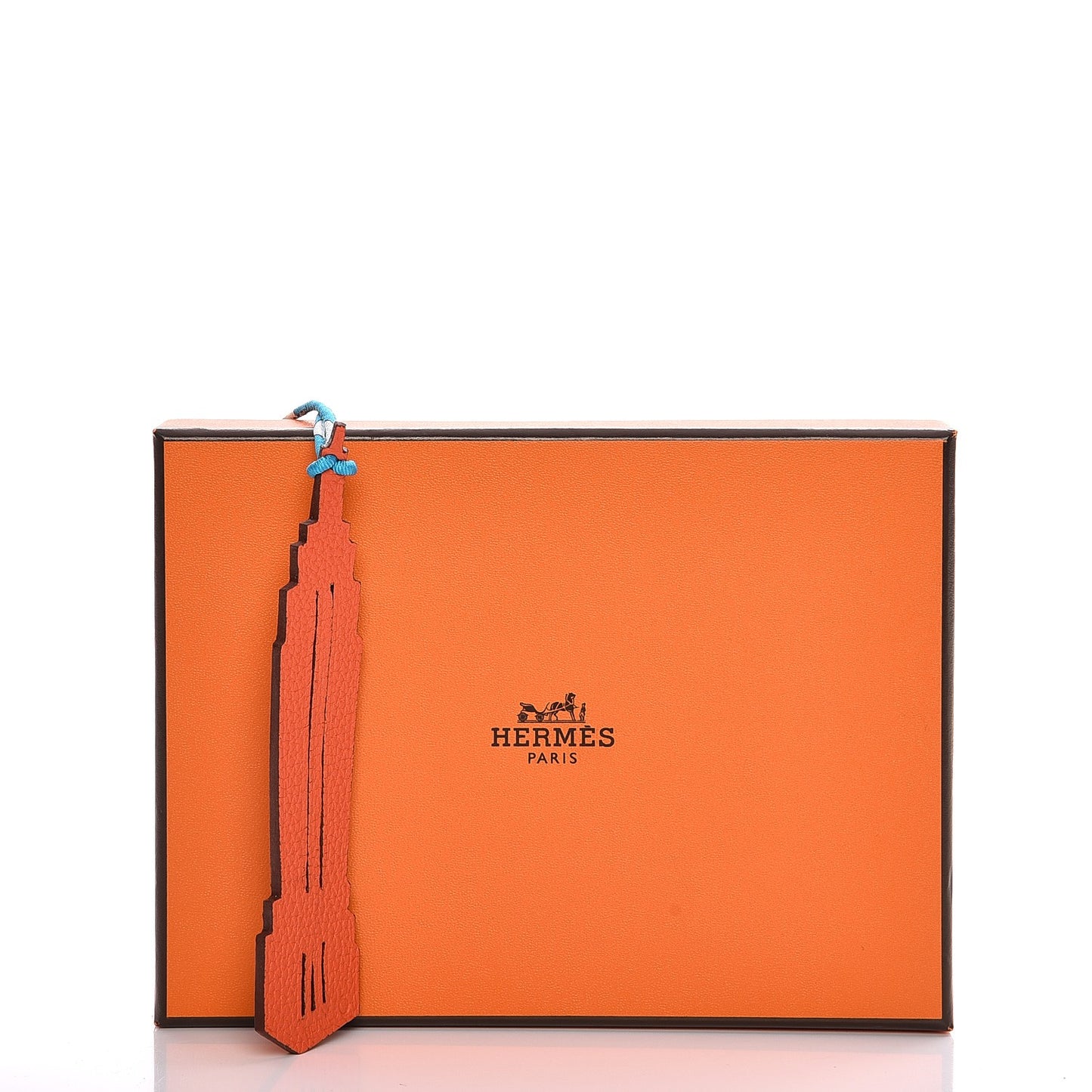 Togo Epsom Petit H Empire State Building Bag Charm GM Orange Poppy Jaune D'Or