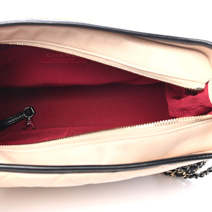 Chanel Aged Calfskin Quilted Medium Gabrielle Hobo Beige Black 5 of 9