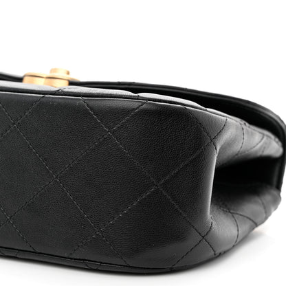 Chanel Lambskin Quilted Chain Messenger Bag Black 10 of 11
