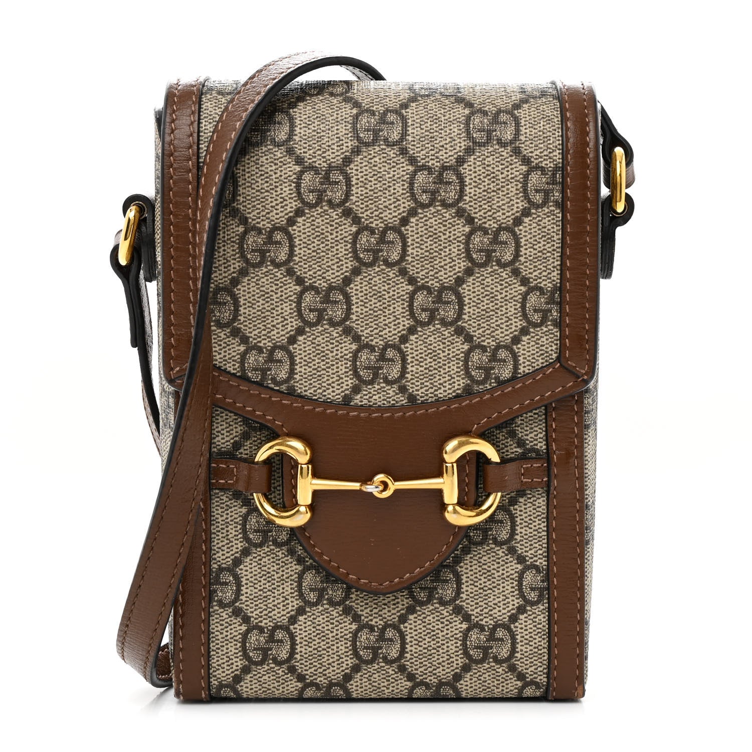 Gucci GG Supreme Monogram Mini Horsebit 1955 Crossbody Bag Beige Brown Sugar 1 of 17