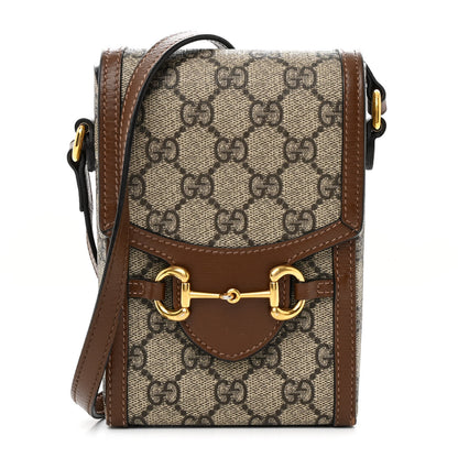 Gucci GG Supreme Monogram Mini Horsebit 1955 Crossbody Bag Beige Brown Sugar 1 of 17
