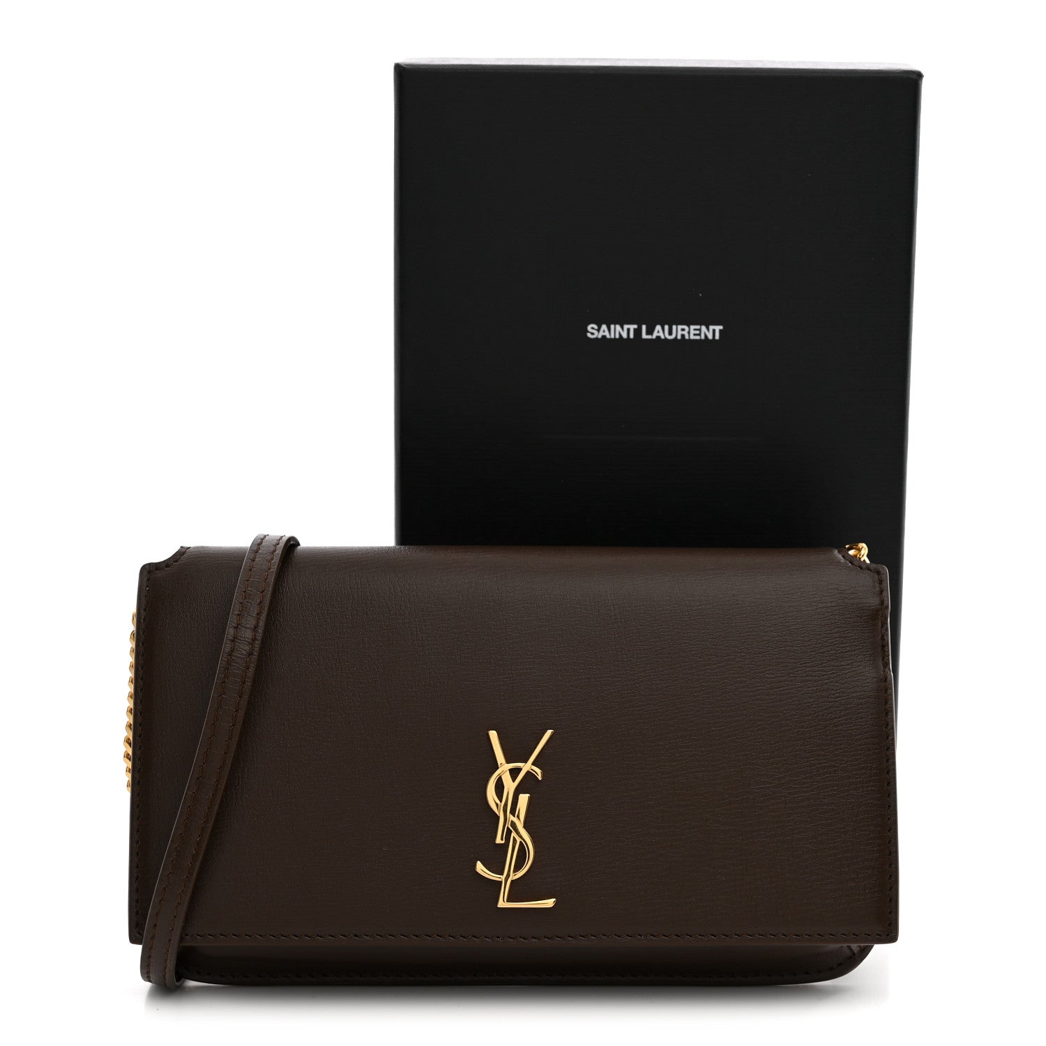 Saint Laurent Smooth Calfskin Monogram Phone Holder Crossbody Green Hunting 13 of 13