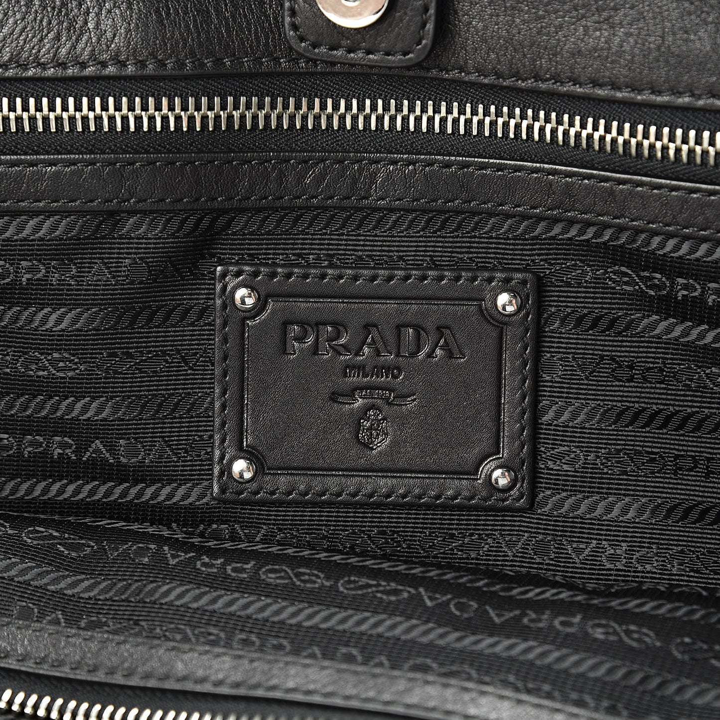 Tessuto Nylon Calfskin Chain Shoulder Bag Black