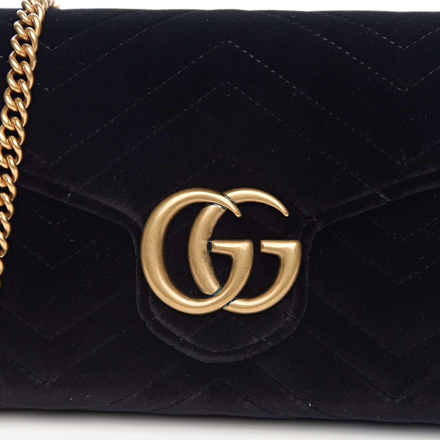 Gucci Velvet Matelasse GG Marmont Chain Wallet Black 8 of 9