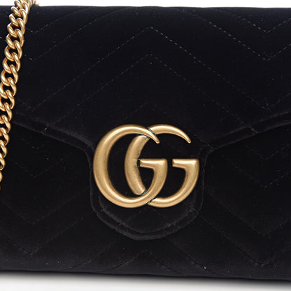 Gucci Velvet Matelasse GG Marmont Chain Wallet Black 8 of 9