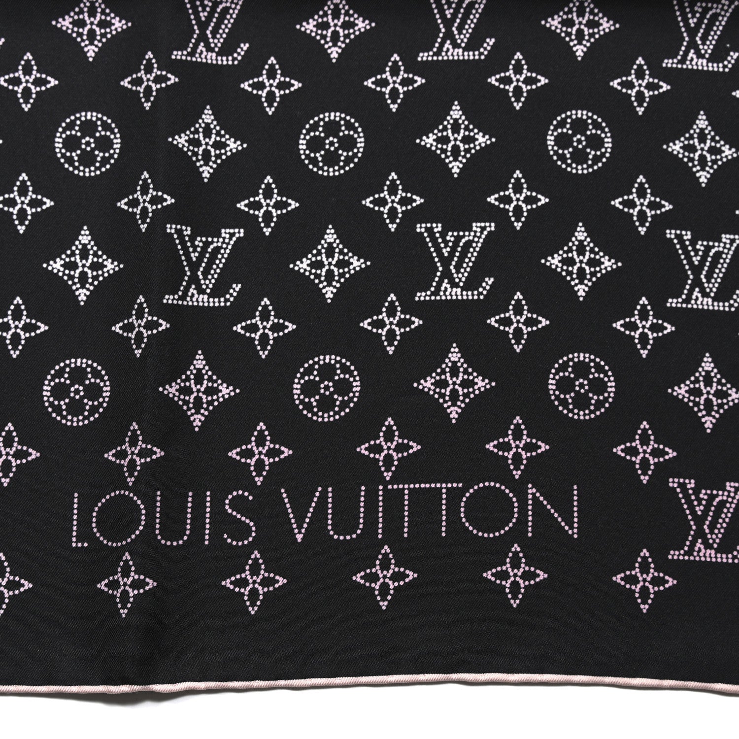 Louis Vuitton Silk Monogram LV Mahina Flight Square Scarf Black Pink 2 of 3