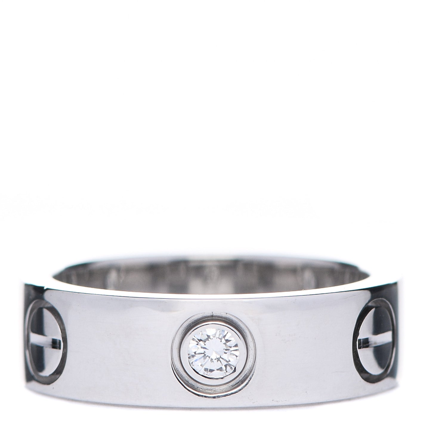 18K White Gold 3 Diamond 5.5mm LOVE Ring 49 5