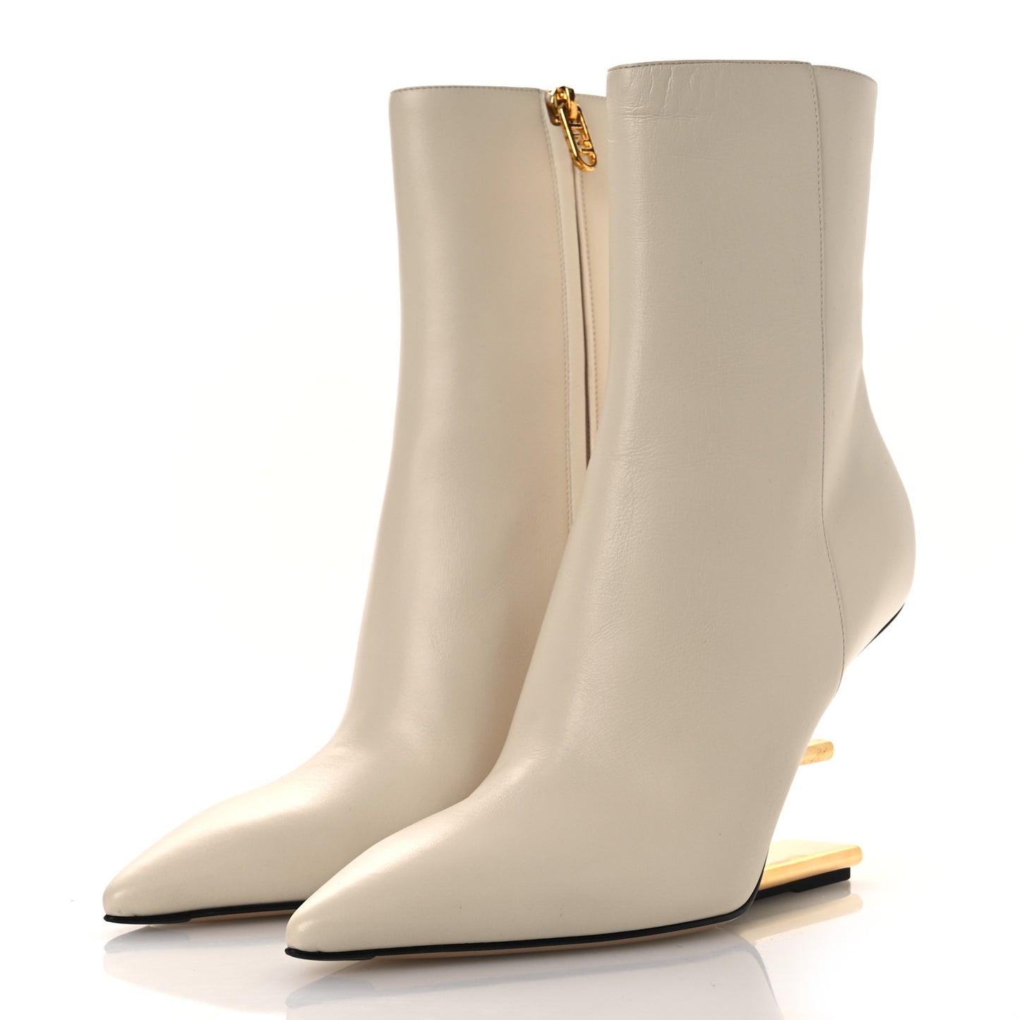 Nappa Fendi First 95mm Pointed Booties 39.5 White