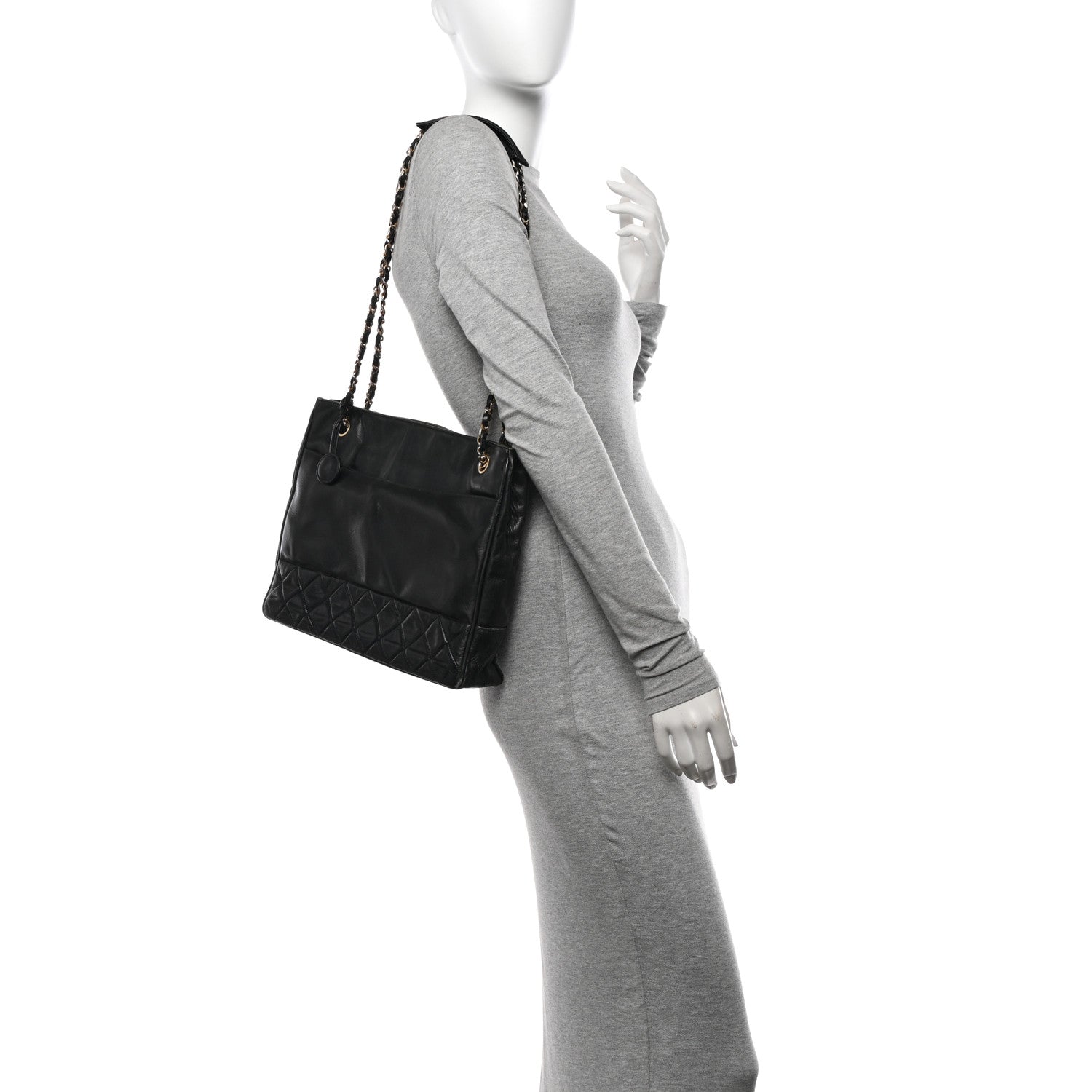 Chanel Lambskin Shopping Tote Black 2 of 12