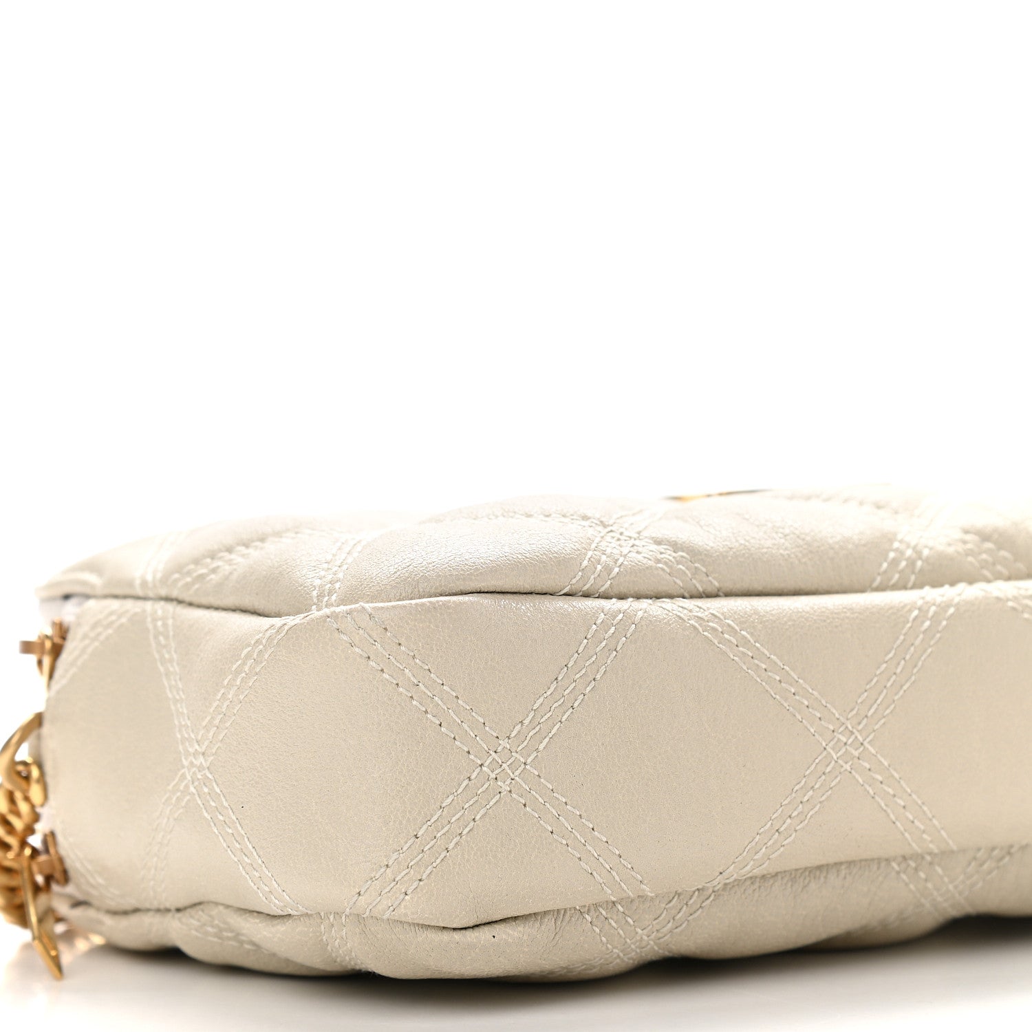 Saint Laurent Grained Lambskin Quilted Mini Becky Double Zip Bag Vintage White 9 of 11