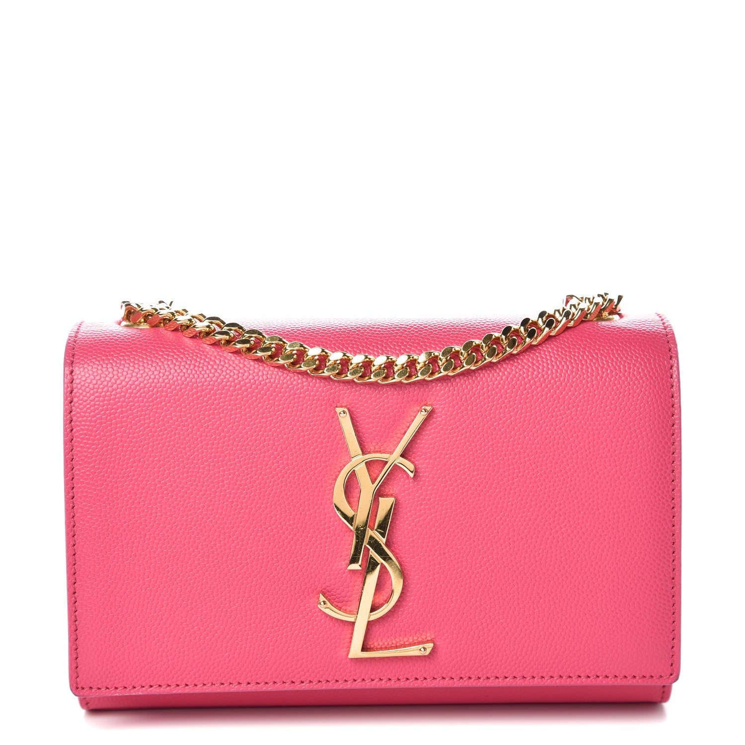 Saint Laurent Grain De Poudre Small Monogram Kate Satchel Fuchsia 1 of 12